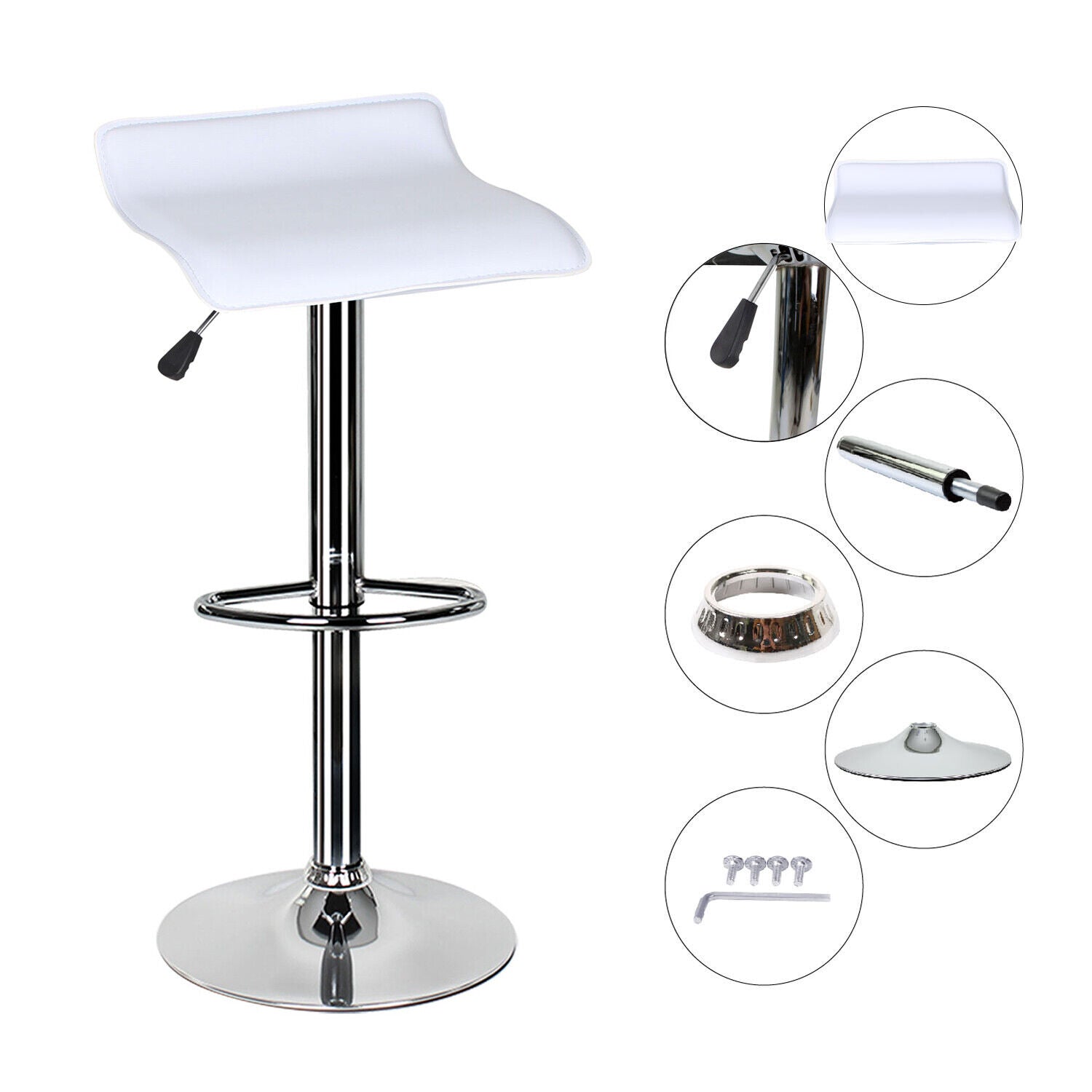 Bar Stools × 2 Padded Seat Faux Leather Swivel Home Kitchen Breakfast Muti Types