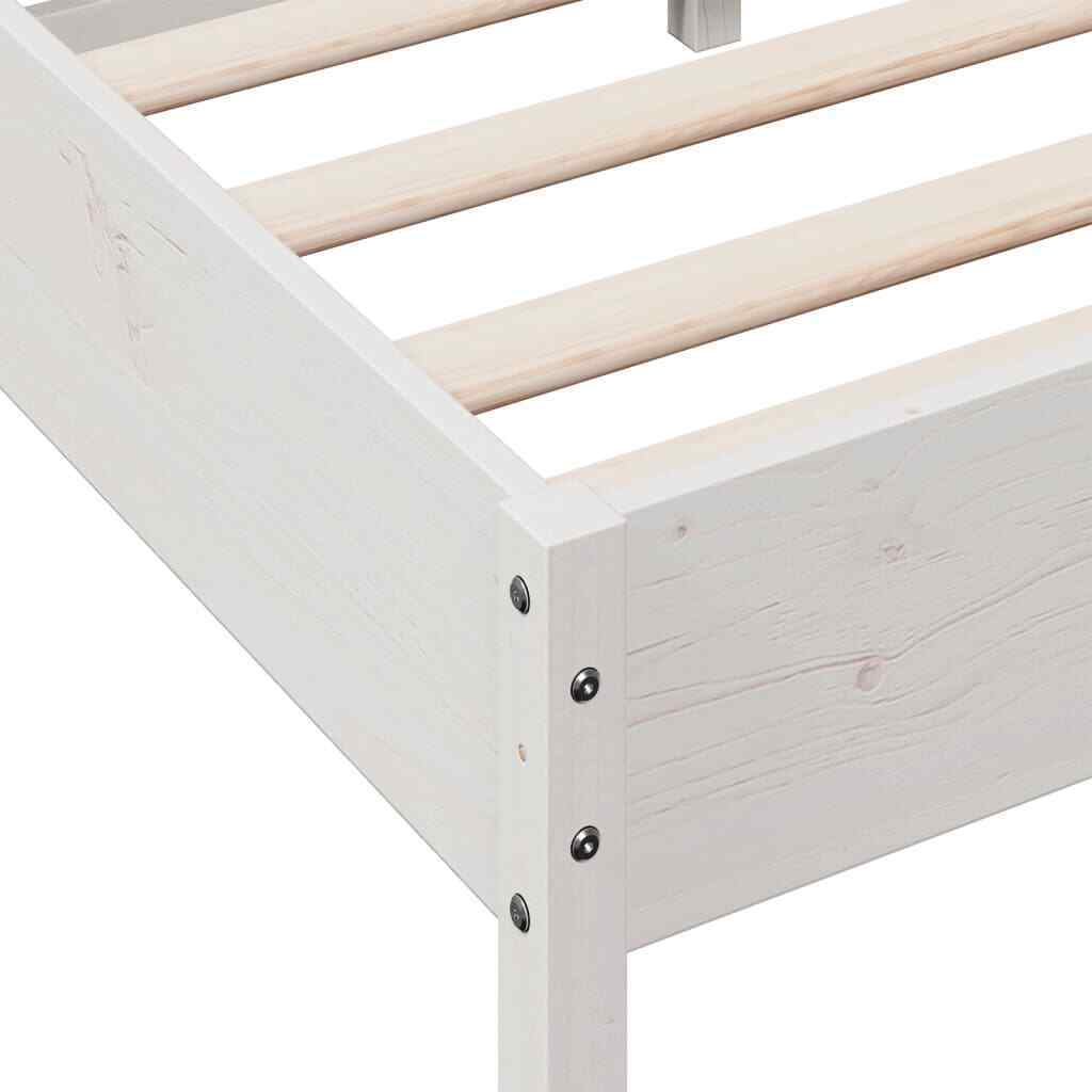 BaraSh Bed Frame with Headboard White 90x200 Solid Wood Pine,Platform Bed P0P2