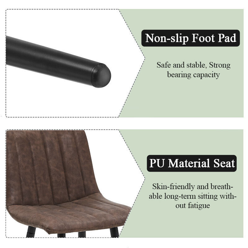 Bar Stools X2 Faux Leather Bar Chairs With Footrest Kitchen Furniture Modern