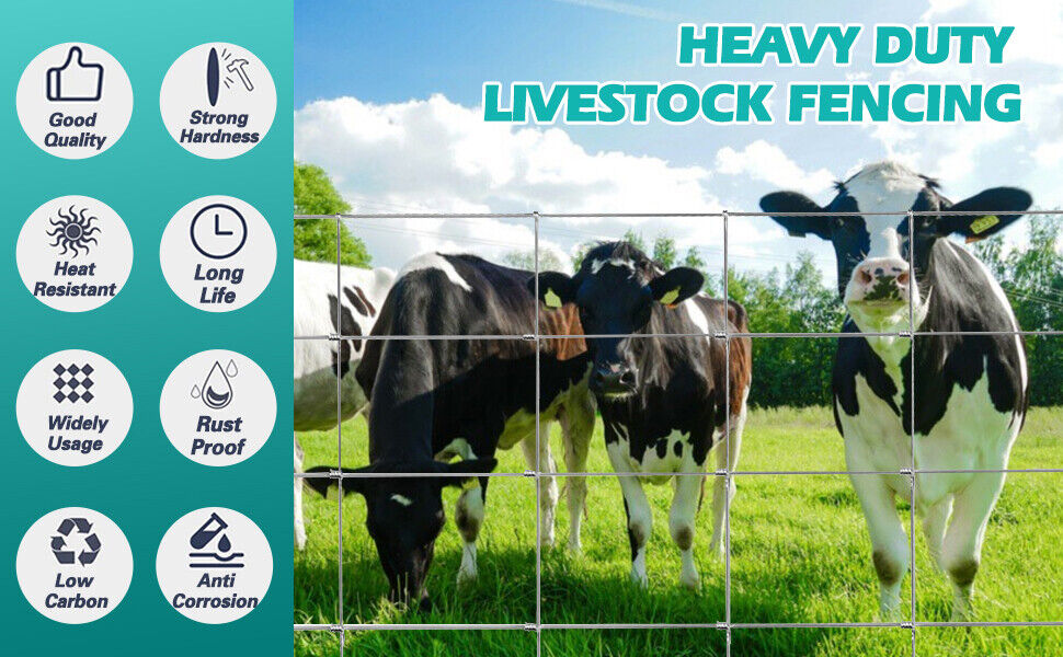 0.8M High 25M Long Stock Fencing Livestock Fence Galvanised Wire Barrier Fence