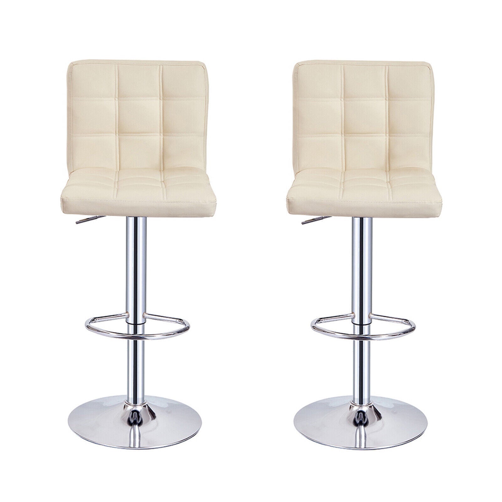Bar Stools Set of 2 PU Leather Swivel Height Adjustable Bar Chairs With Backrest