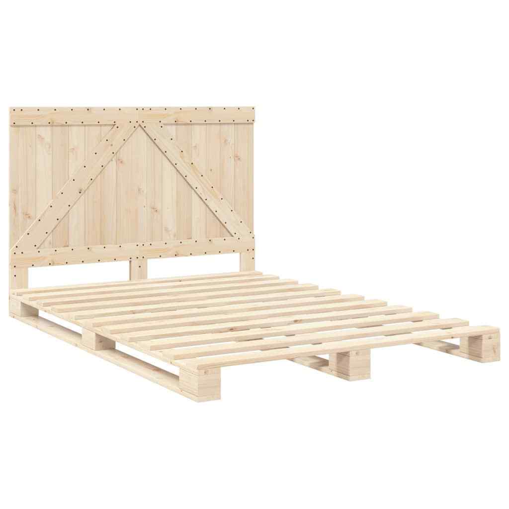 Bed Frame with Headboard 140x200 Solid Wood Pine K3Q9