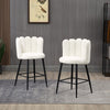 Bar Stools Set of 2, Breakfast Barstools with Backs, Cream