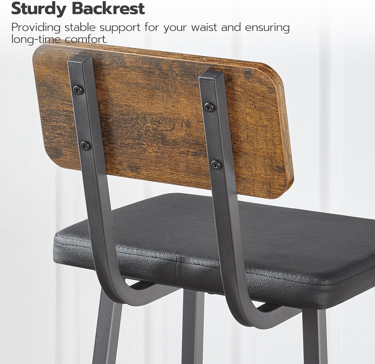 Bar Stools Set of 2 PU Upholstered Breakfast Bar Chairs Barstools with Backs