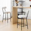 Bar Stools Set of 2 Boucle Fabric Breakfast Kitchen Islands Counter Chairs White