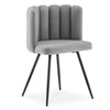 1 Dining Chair Velvet Surface Upholstered Kitchen Chair Petal Back Grey