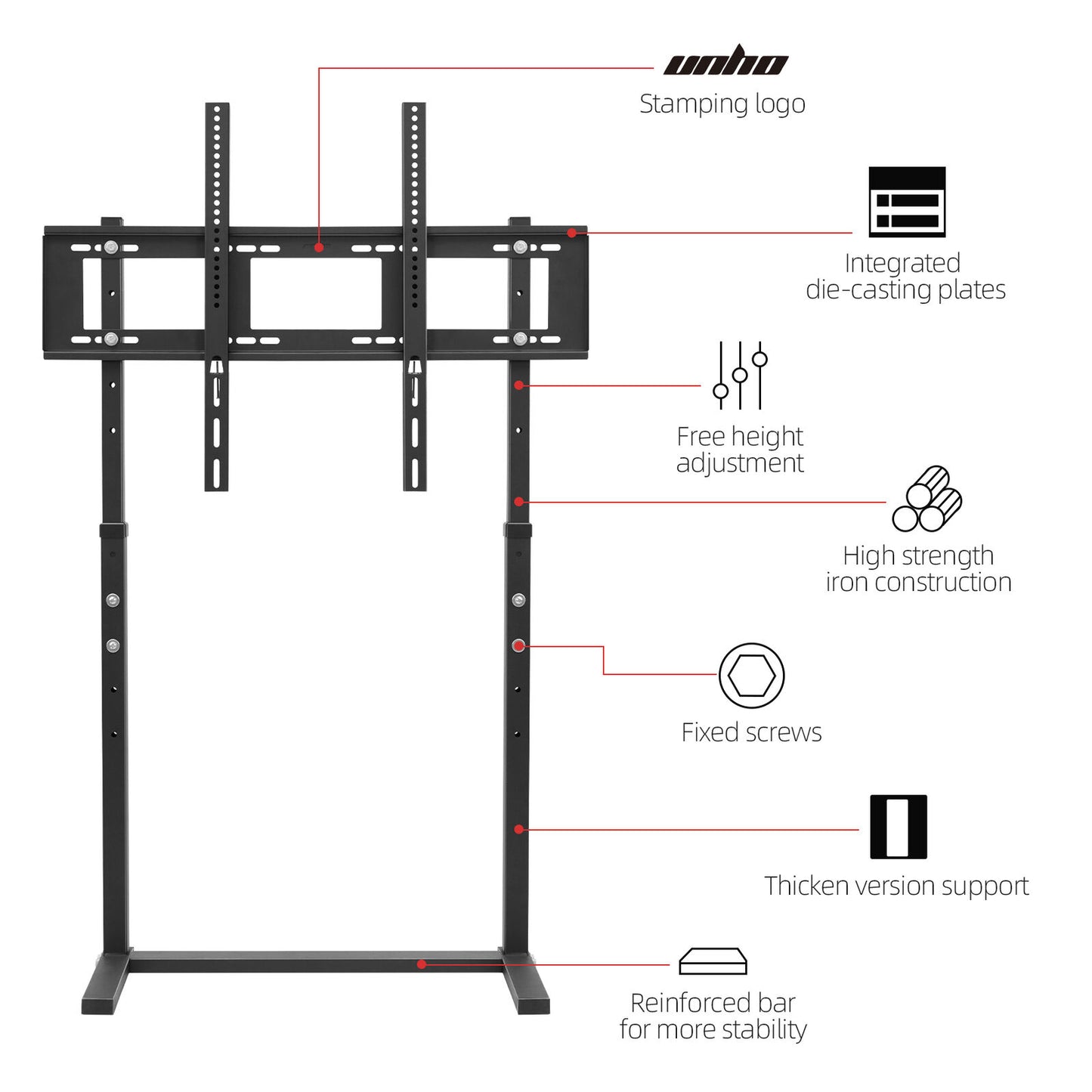 117/132cm Tall Floor TV Stand with Bracket Mount 32-100 Inch Height Adjustable