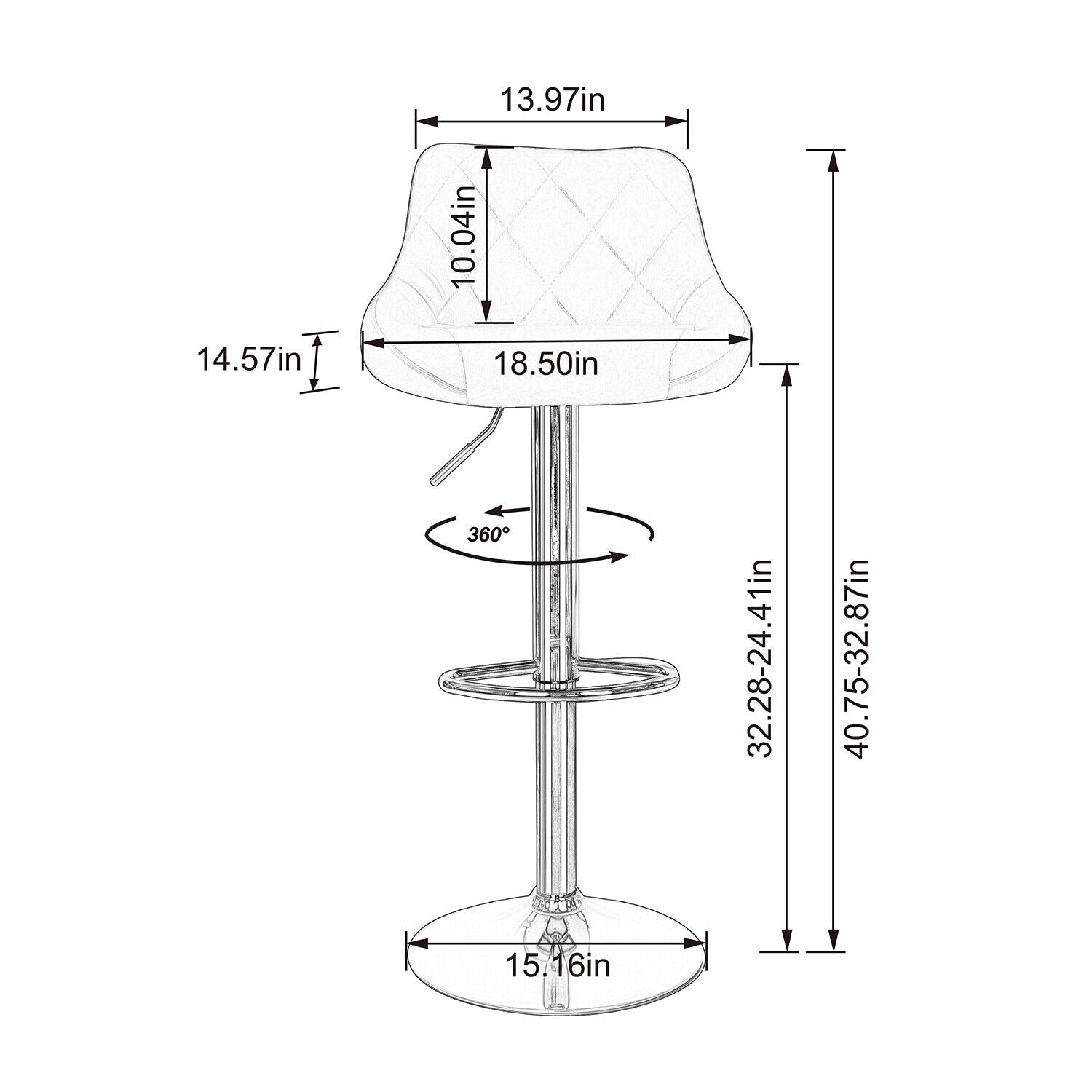 Bar Stools × 2 Padded Seat Faux Leather Swivel Home Kitchen Breakfast Muti Types