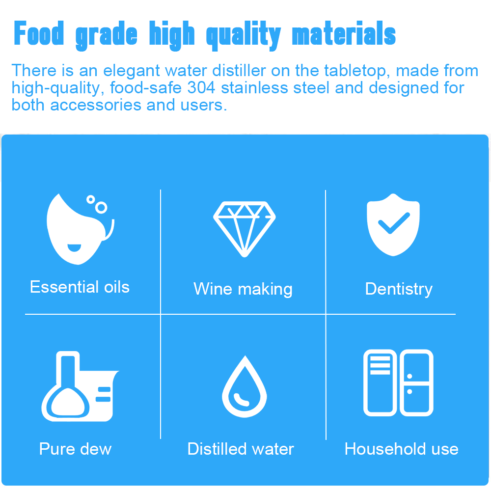 750W 4L Distiller 304 Stainless Steel Water Distiller Machine Distilled Purifier