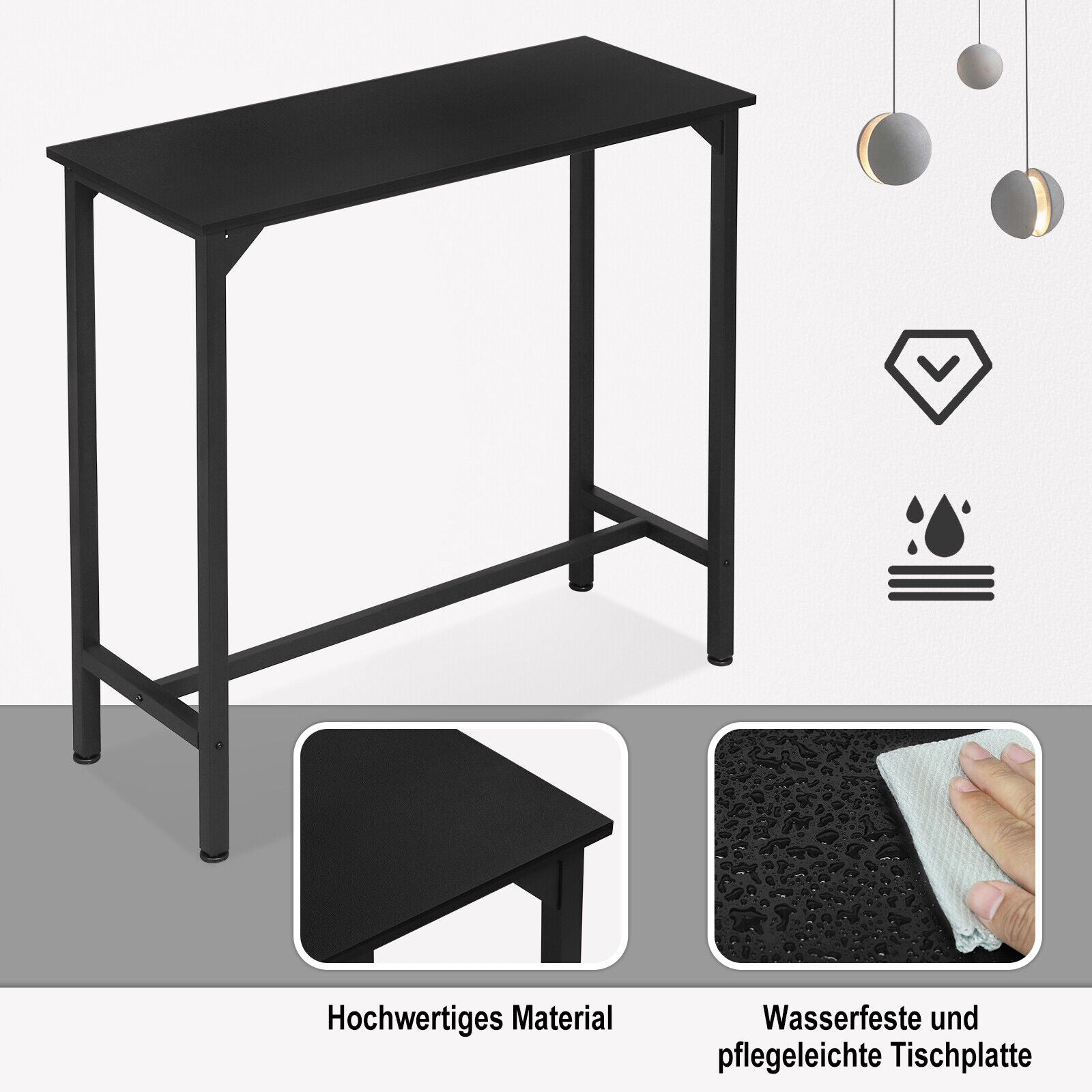 Bar Table Breakfast Dining Coffee Table with Metal Frame Counter Height Table