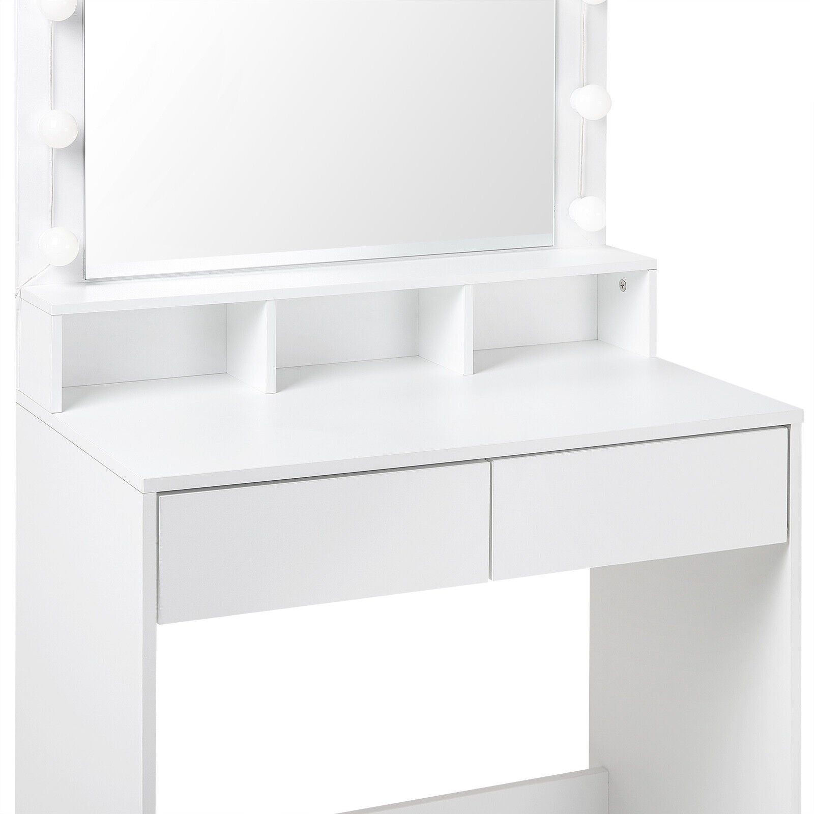 Dressing Table Vanity Makeup Desk with LED Mirror Adjustable Lights 2 Drawers