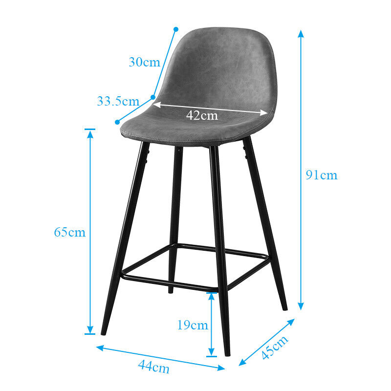 2X Bar Stools Fabric/Faux Leather Pub Chairs Breakfast Kitchen Metal Leg Modern