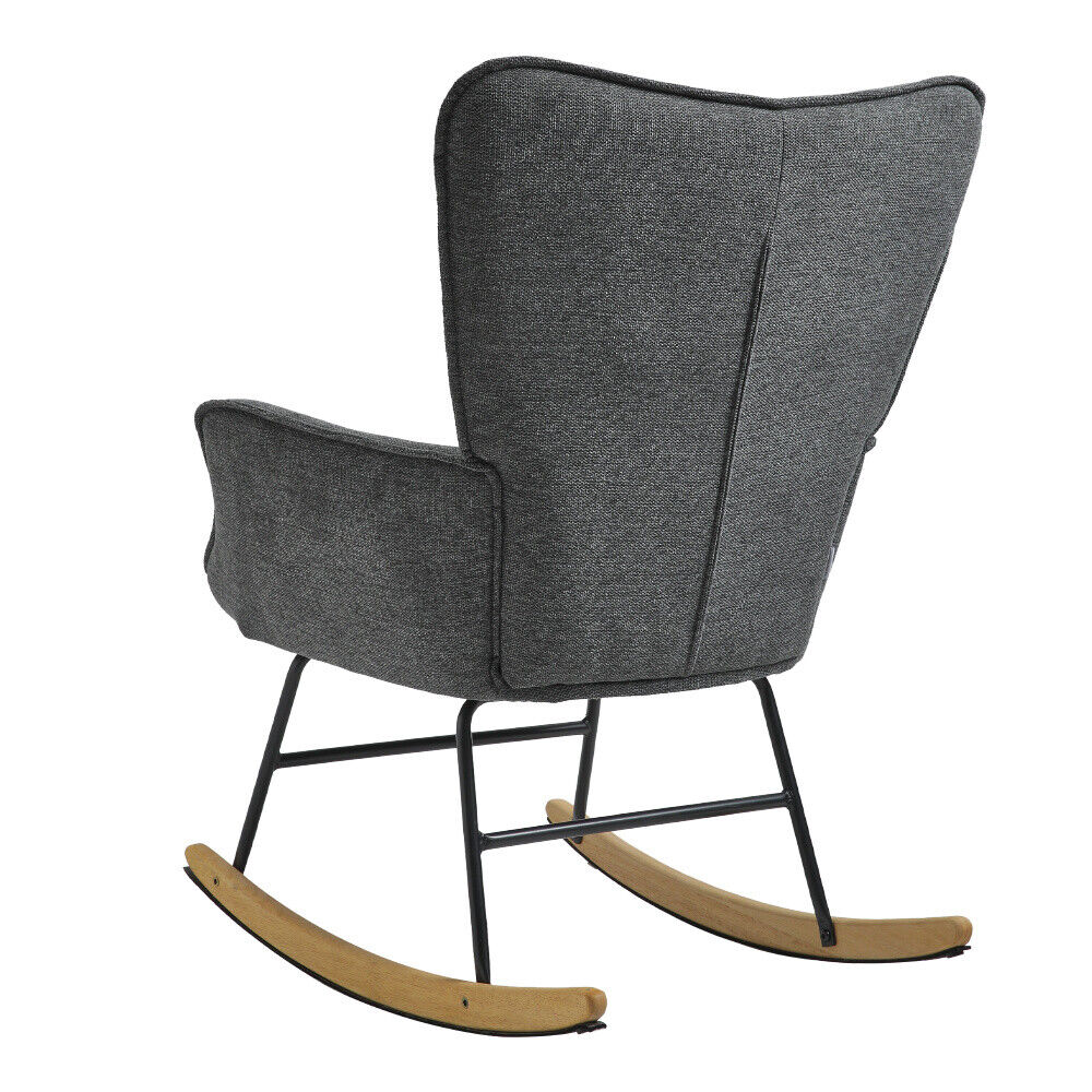 Modern Upholstered Rocking Chair Relaxing Rocking Armchair Single Sofa Wing Back