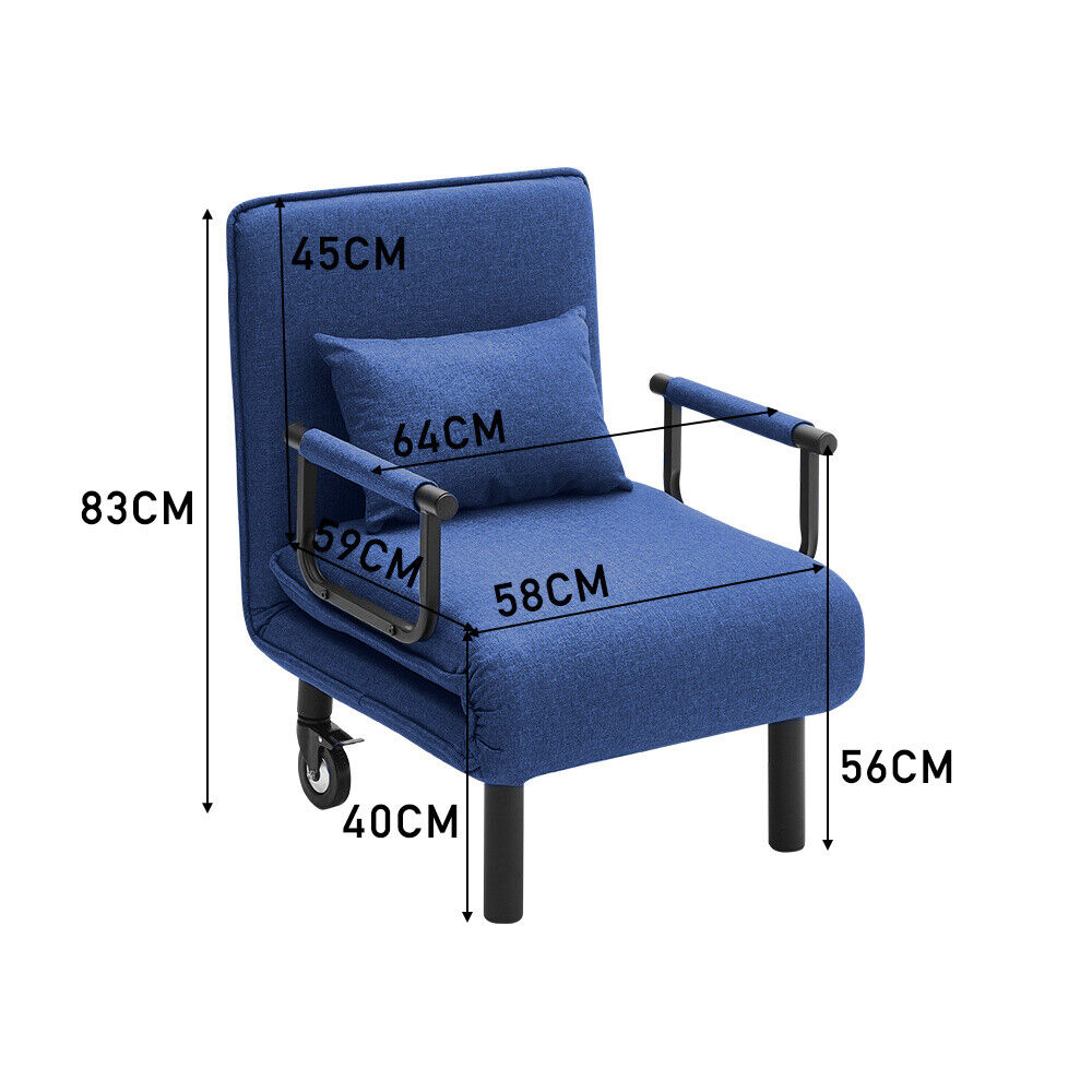 3-in-1 Folding Chair Sofa Bed Single Sleeper Chair Bed Recliner Futon Armchair