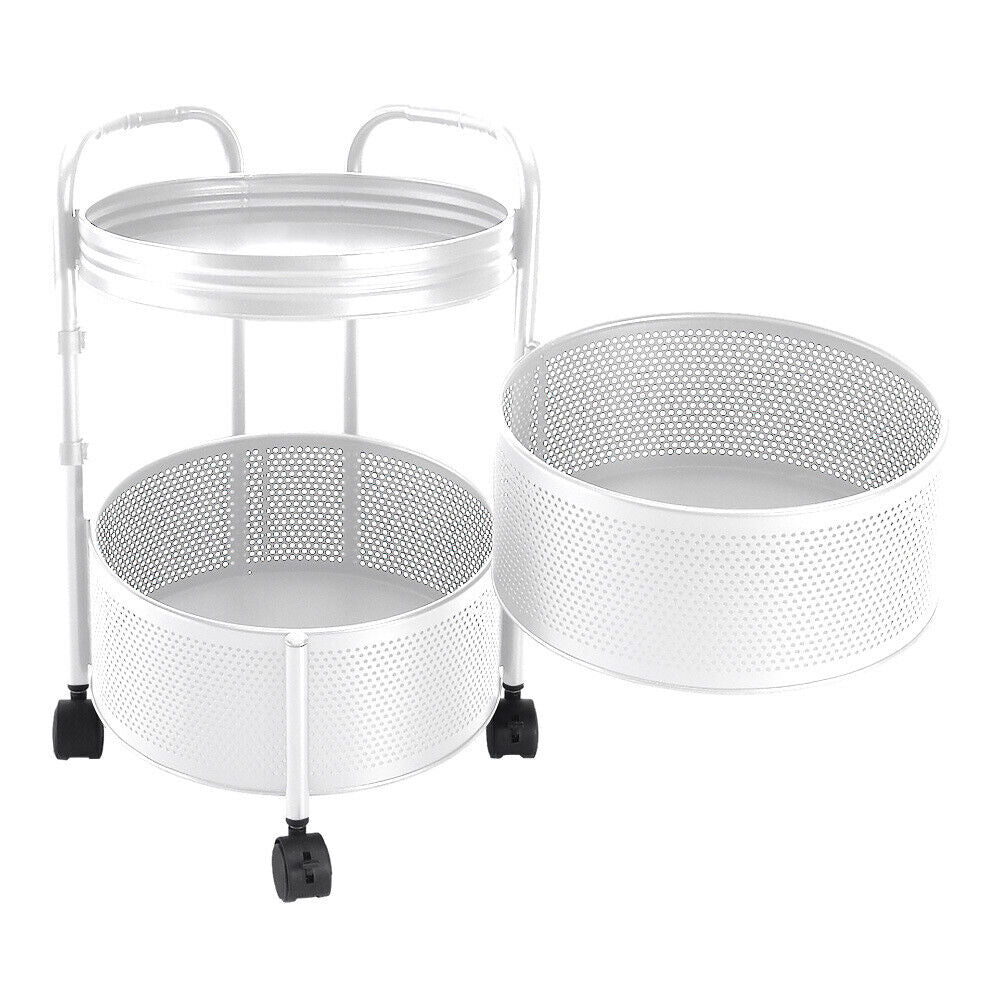 Mobile Metal Kitchen Rotating Storage Trolley Cart Utility Vegetable Shelf Rack