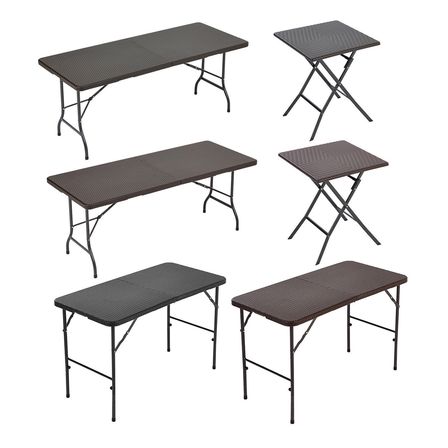 Rattan Garden Dining Table and Chairs Set Folding Camping BBQ Picnic Table Bench