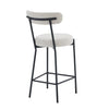 Bar Stools Set of 2 Boucle Fabric Breakfast Kitchen Islands Counter Chairs White