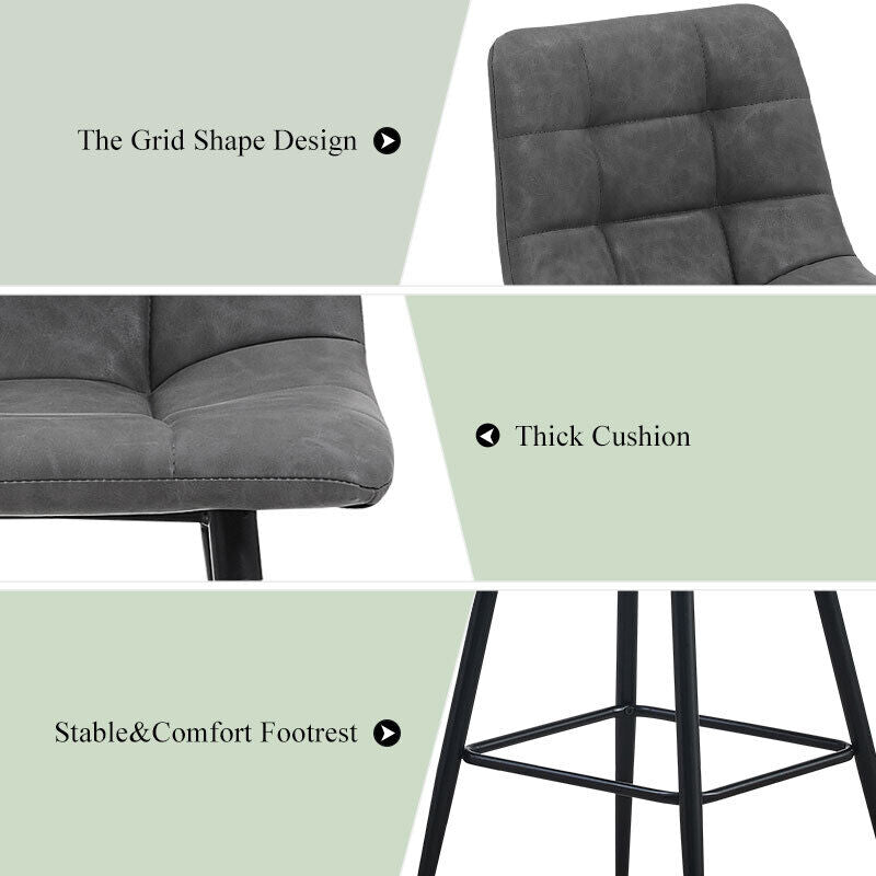 Bar Stools X2 Faux Leather Bar Chairs With Footrest Kitchen Furniture Modern