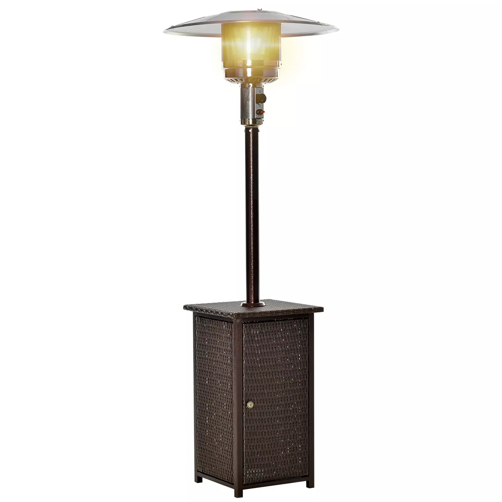 12KW Patio Gas Heater Freestanding Warm Wicker Rattan Courtyard Outdoor Garden