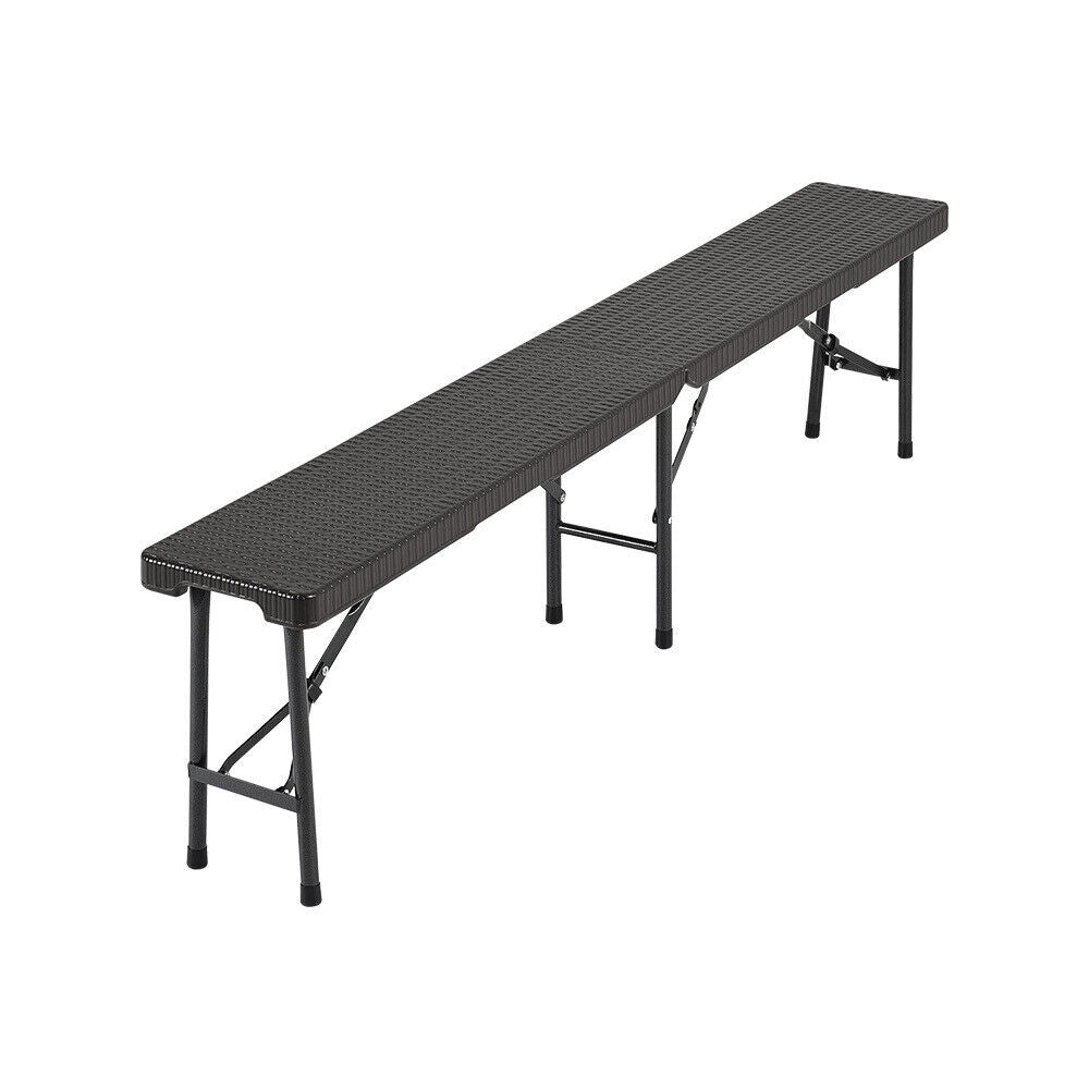 Rattan Garden Dining Table and Chairs Set Folding Camping BBQ Picnic Table Bench