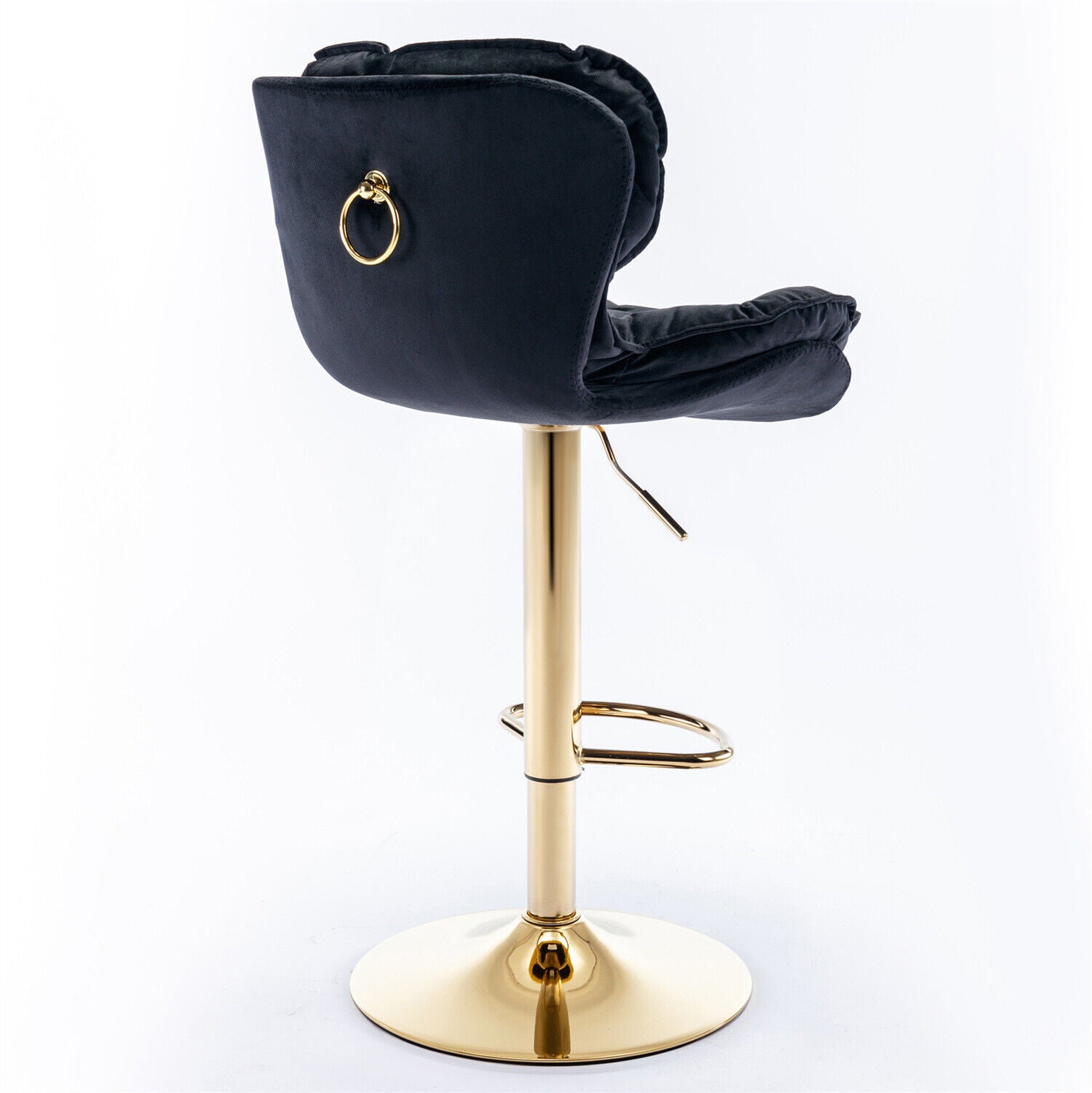 Bar Stools Set of 2 Adjustable Height 360° Swivel Tufted Pub Bar Chairs Black