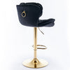 Bar Stools Set of 2 Adjustable Height 360° Swivel Tufted Pub Bar Chairs Black