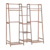 Wooden Clothes Rail Rack Garment Hanging Stand Open Wardrobe w/Bottom&Top Shelf