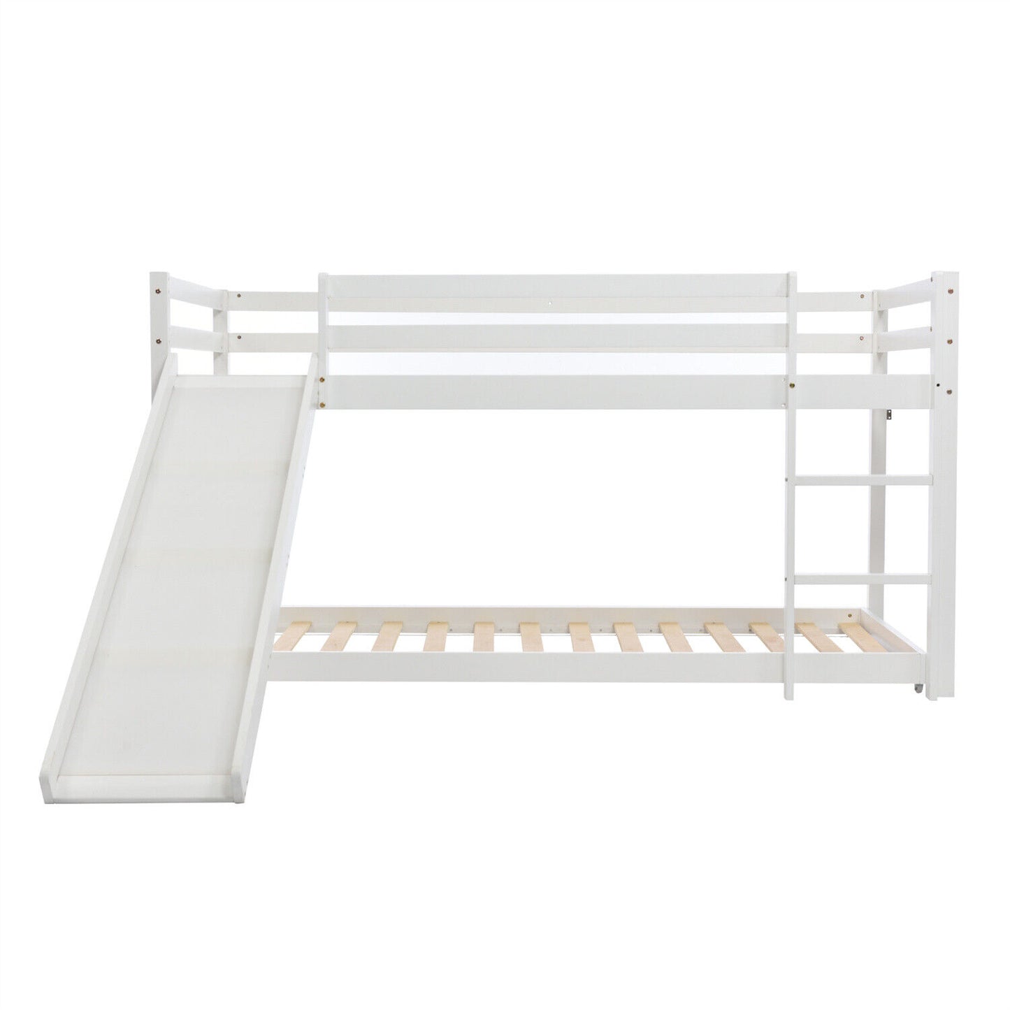 Kids Wooden Bunk Beds High Sleeper with Slide Ladder Cabin Bed 3FT Single White