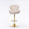 Bar Stools Set of 2 Adjustable Height 360° Swivel Tufted Pub Bar Chairs Beige