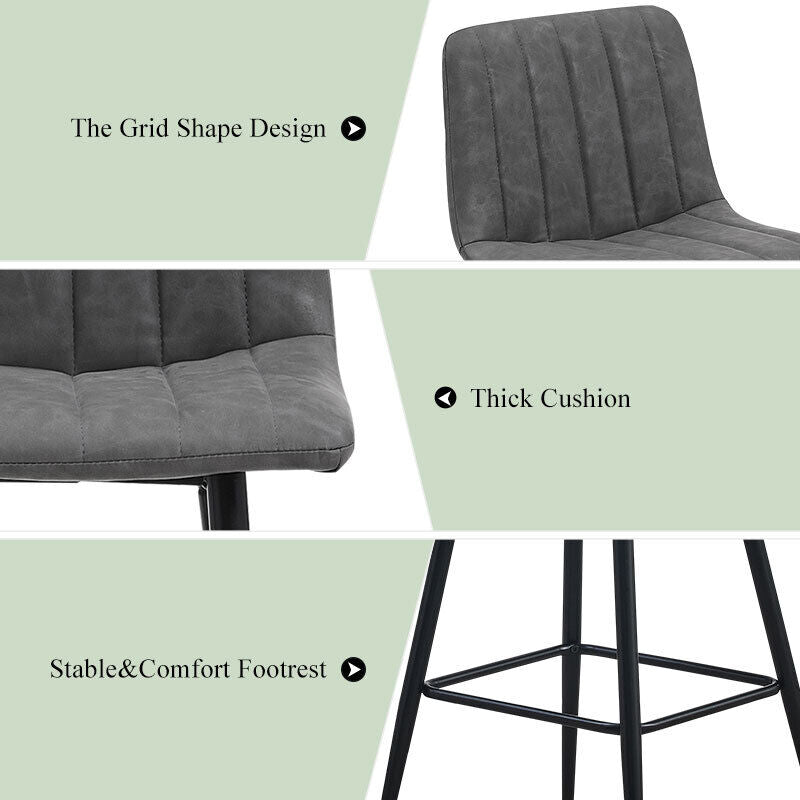 Bar Stools X2 Faux Leather Bar Chairs With Footrest Kitchen Furniture Modern