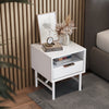1 Drawer Bedside Table Home Side Cabinet Bedroom Storage w/1 Storage Shelf White