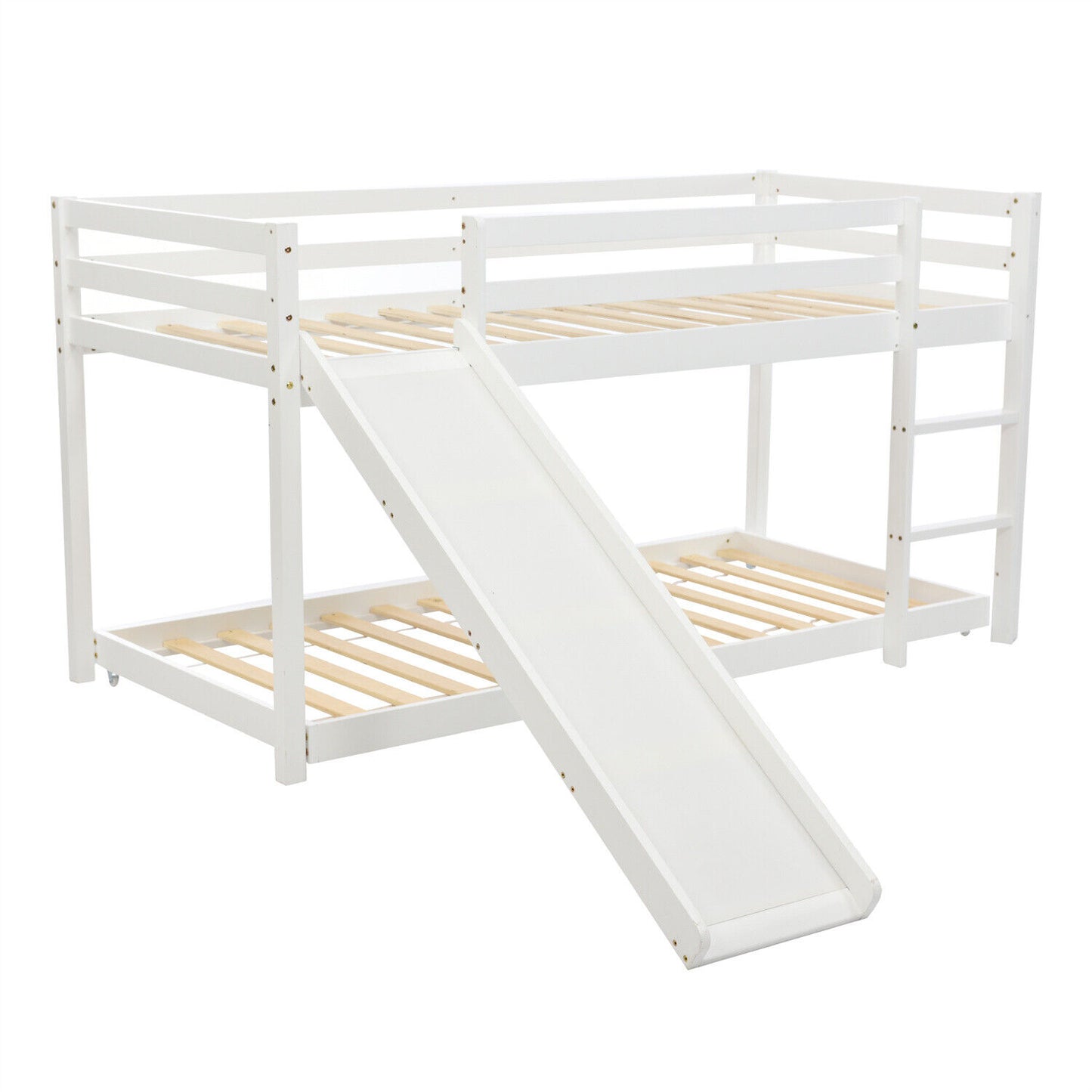 Kids Wooden Bunk Beds High Sleeper with Slide Ladder Cabin Bed 3FT Single White