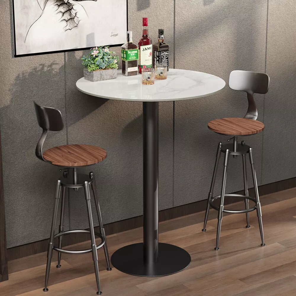 Heavy Duty Round Marble Bar Table Counter Pub Pedestal Poke Side Accent Table UK