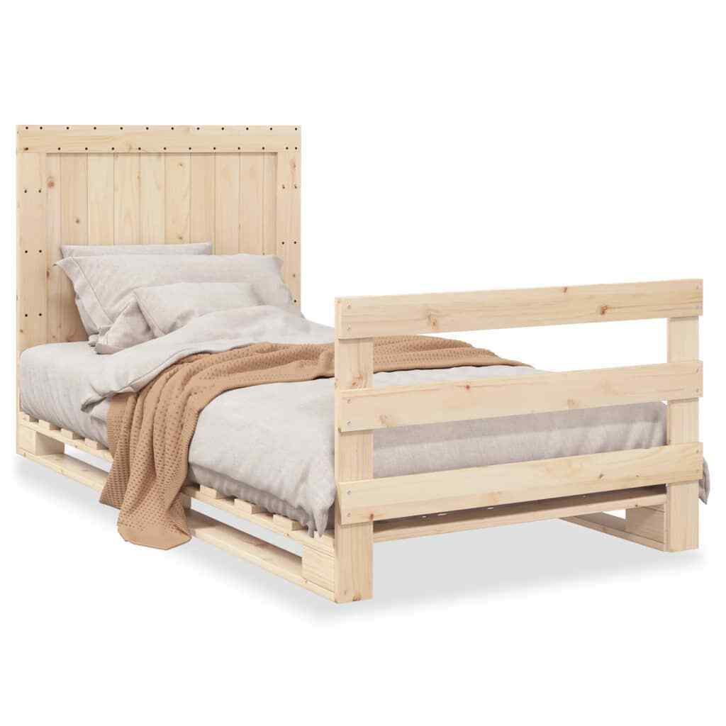 BaraSh Bed Frame with Headboard 100x200 Solid Wood Pine,Platform Bed B0B8
