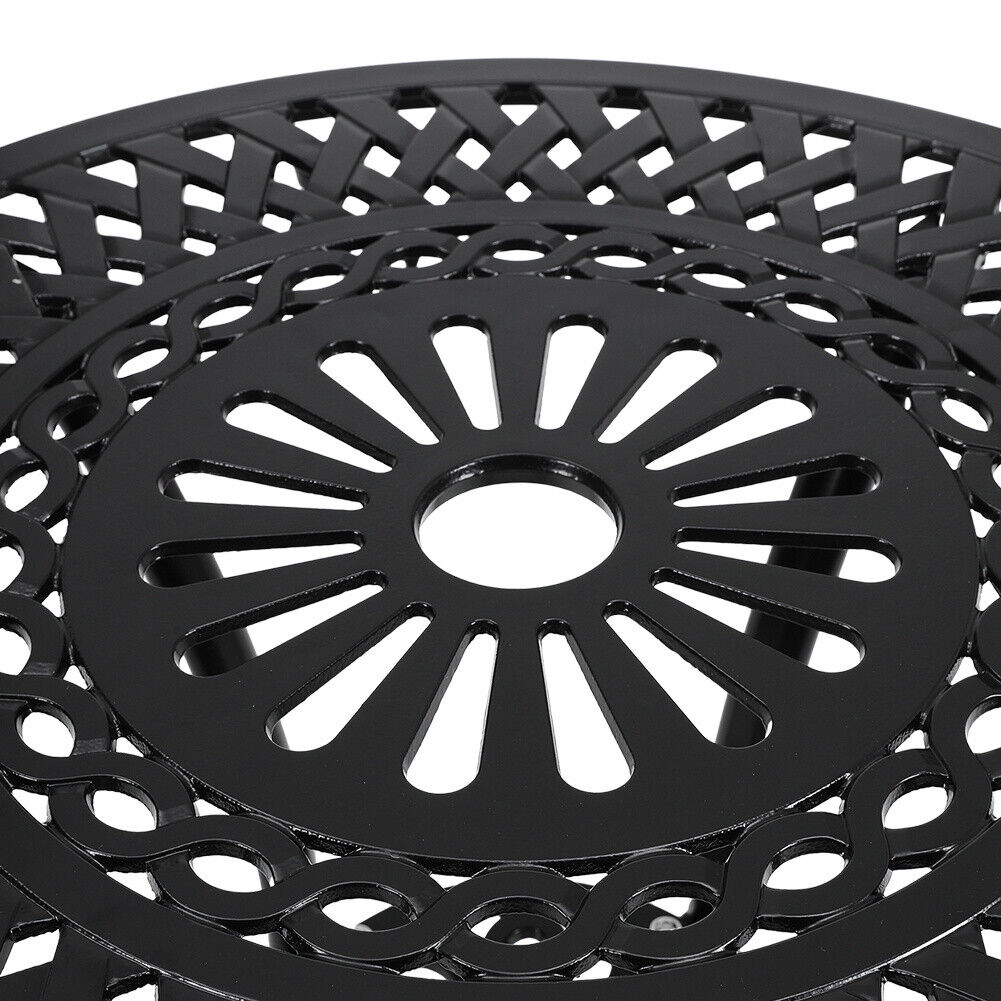Outdoor Dining Table Round Cast Aluminum Patio Dining Table with Umbrella Hole