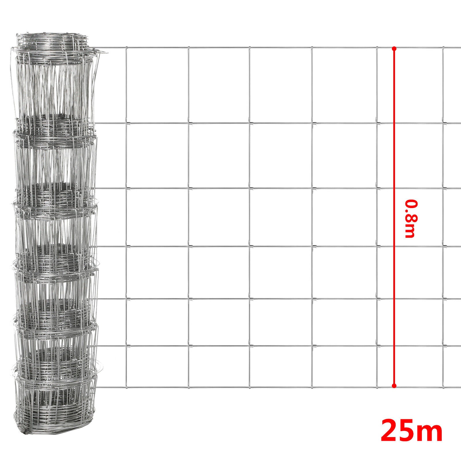 0.8M High 25M Long Stock Fencing Livestock Fence Galvanised Wire Barrier Fence