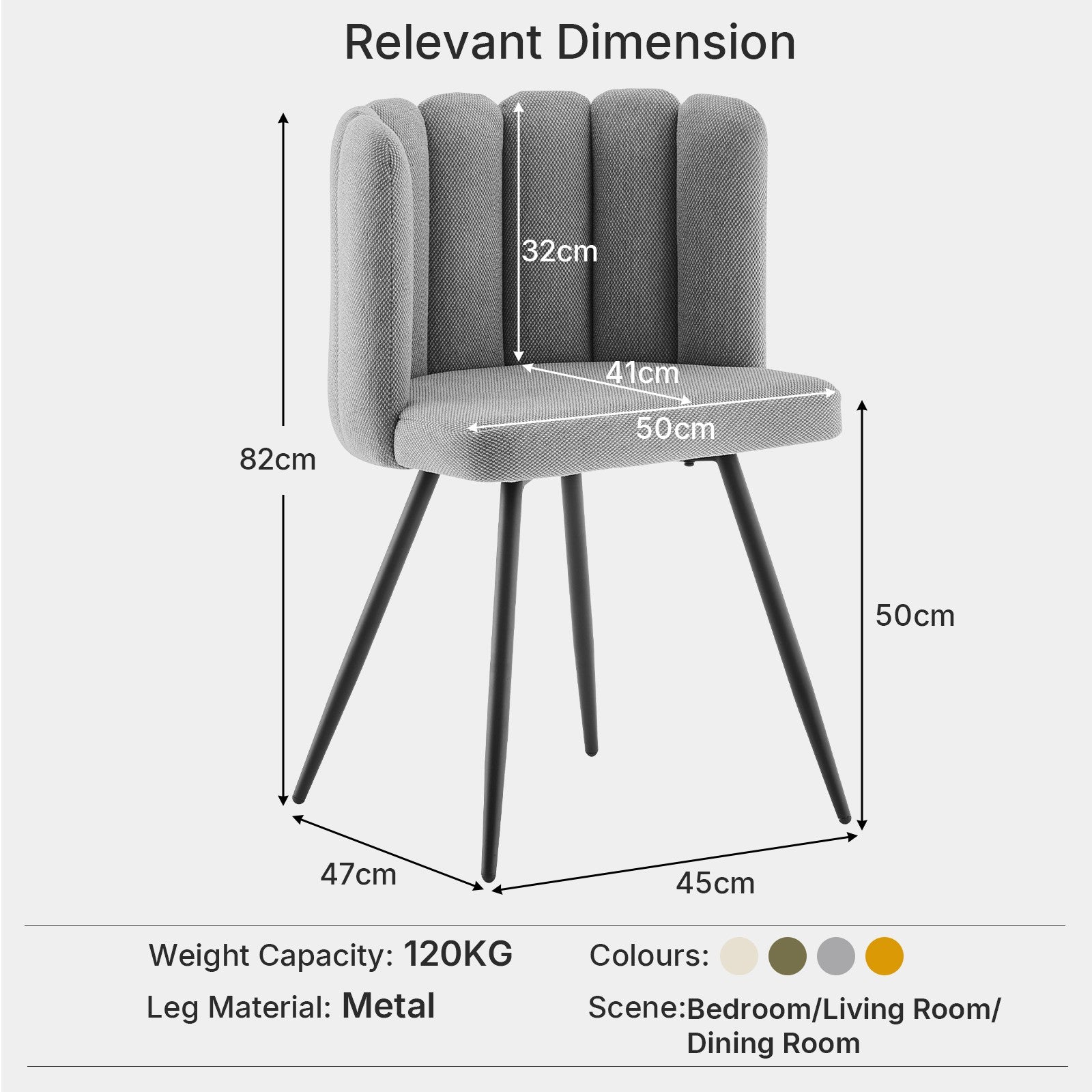 1 Dining Chair Velvet Surface Upholstered Kitchen Chair Petal Back Grey