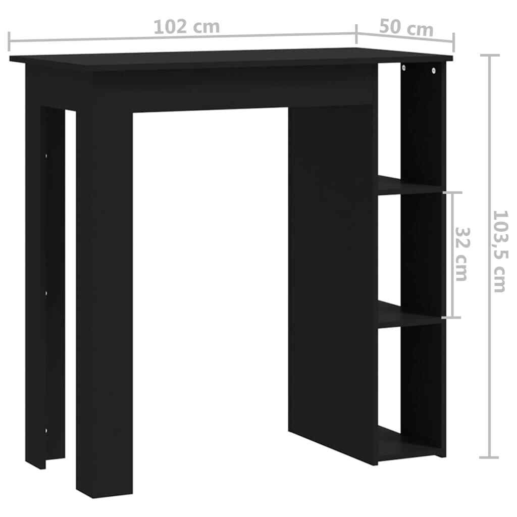 Bar Table with Shelf Black 102x50x103.5 cm Engineered Wood HOT