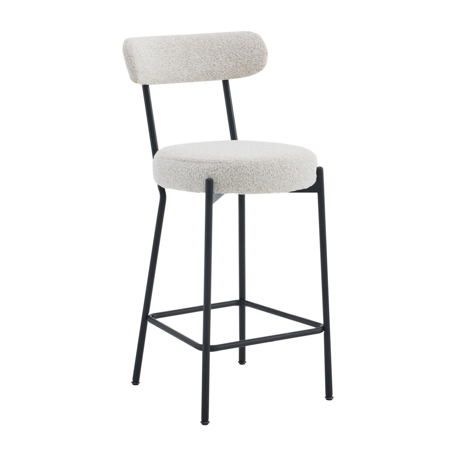 Bar Stools Set of 2 Upholstered Kitchen Bar Stools with Backrest and Footrest
