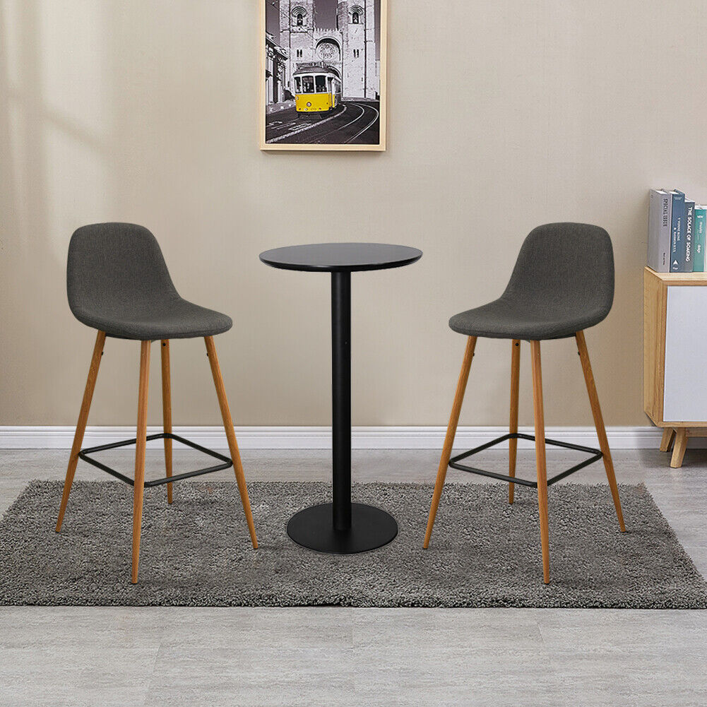 2X Bar Stools Fabric/Faux Leather Pub Chairs Breakfast Kitchen Metal Leg Modern