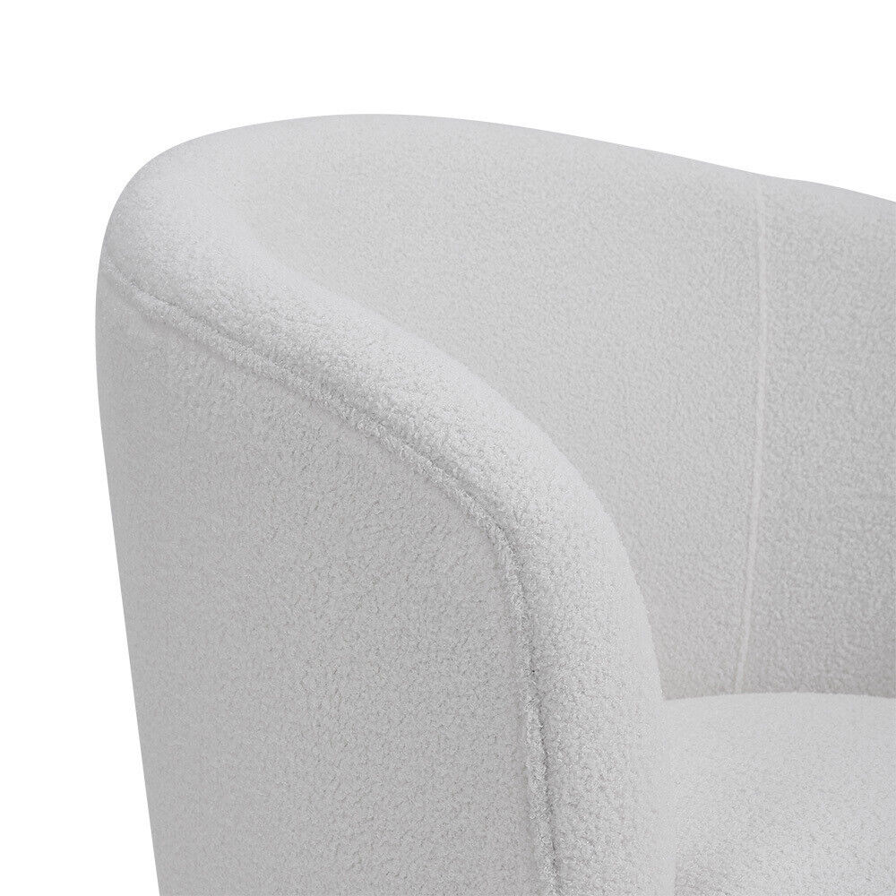 Teddy Wool Swivel Chair Round Back Accent Tub Upholstered Armchair Single Sofa
