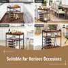 Industrial Kitchen Island Cart 3-Tier Rolling Bar Serving Trolley With Wine Rack