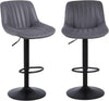 Bar Stools Set of 2 Swivel Counter Height Breakfast Barstools Adjustable Grey