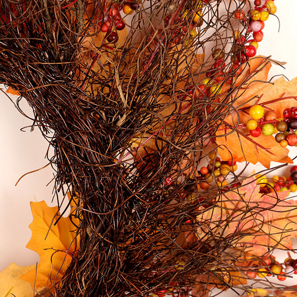 Autumn Fall Door Wreath Autumn Maple Leaf with LED Harvest Front Door Home Decor