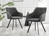 **Seconds** Falun Dark Grey Soft Touch Fabric Diamond Stitched Dining Chairs Bl