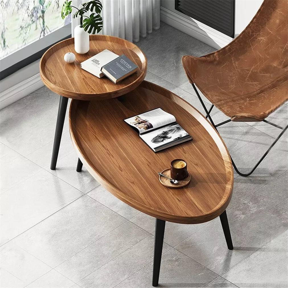 Set of 2 Nesting Tables Stackable Side Table Industrial Living Room Furniture UK