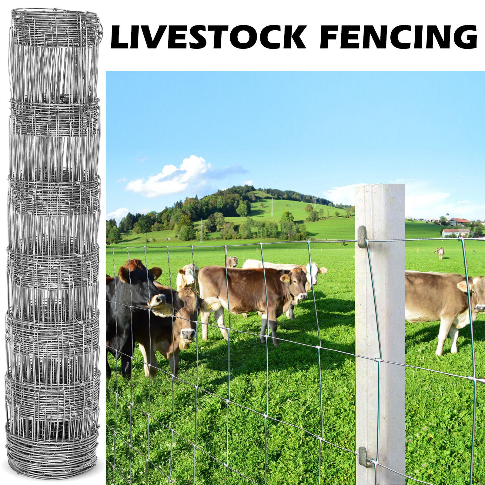 0.8M High 25M Long Stock Fencing Livestock Fence Galvanised Wire Barrier Fence