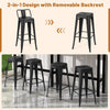 Bar Stools Set of 4 Metal Frame Counter Height Barstool w/ Removable Backrest