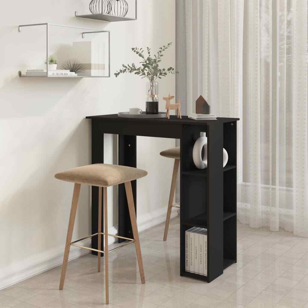 Bar Table with Shelf Black 102x50x103.5 cm Engineered Wood HOT