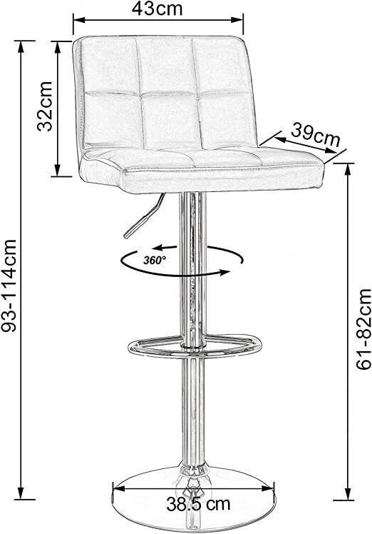 Bar Stools × 2 Padded Seat Faux Leather Swivel Home Kitchen Breakfast Muti Types